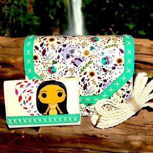 Disney Pocahontas Meeko Flit Earth Day AOP Crossbody & Matching Tri-Fold Wallet